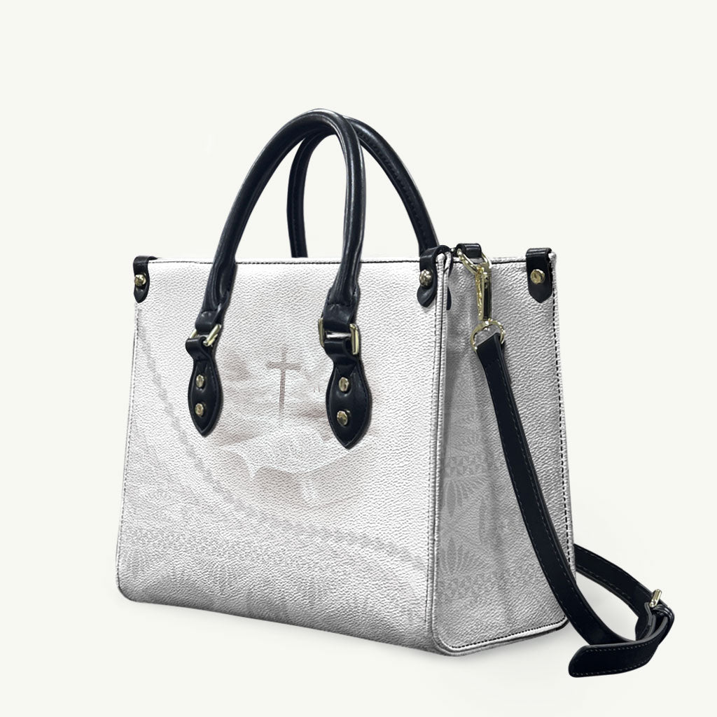 Tonga White Sunday Fakame Leather Bag Tokelaufeletoa Kupesi LT7 White - Polynesian Pride
