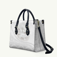 Tonga White Sunday Fakame Leather Bag Tokelaufeletoa Kupesi LT7 White - Polynesian Pride