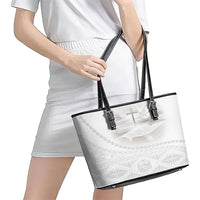 Tonga White Sunday Fakame Leather Tote Bag Tokelaufeletoa Kupesi LT7 - Polynesian Pride