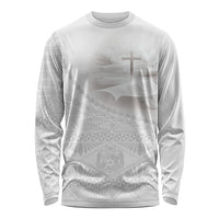 Tonga White Sunday Fakame Long Sleeve Shirt Tokelaufeletoa Kupesi LT7 Unisex White - Polynesian Pride
