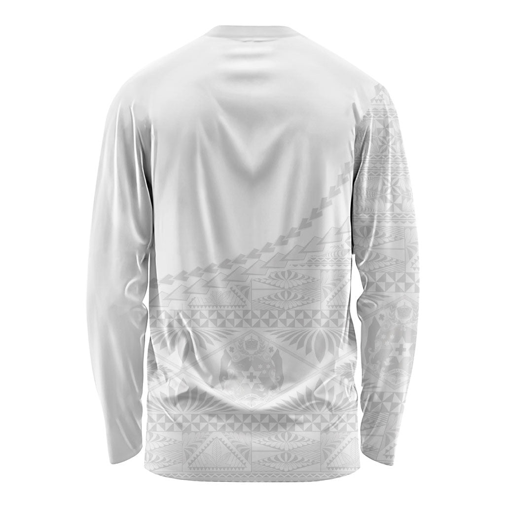 Tonga White Sunday Fakame Long Sleeve Shirt Tokelaufeletoa Kupesi LT7 - Polynesian Pride