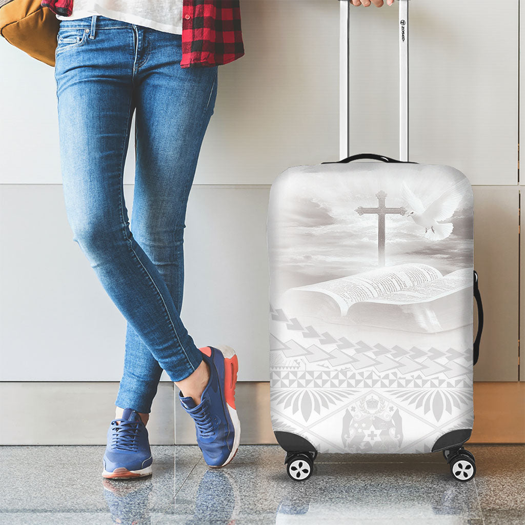 Tonga White Sunday Fakame Luggage Cover Tokelaufeletoa Kupesi LT7 - Polynesian Pride