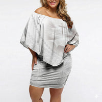 Tonga White Sunday Fakame Off Shoulder Short Dress Tokelaufeletoa Kupesi LT7 Women White - Polynesian Pride