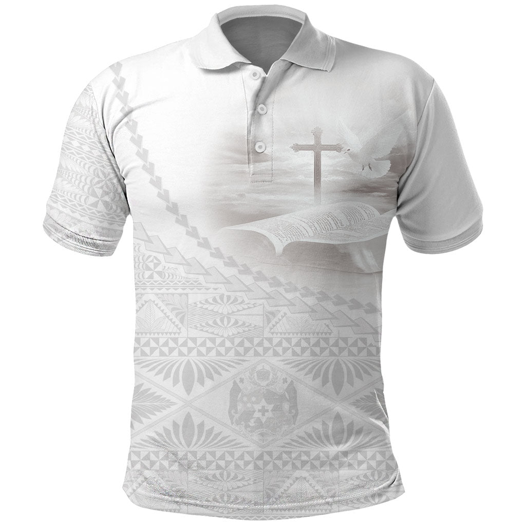 Tonga White Sunday Fakame Polo Shirt Tokelaufeletoa Kupesi LT7 White - Polynesian Pride