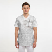 Tonga White Sunday Fakame Scrub Top Tokelaufeletoa Kupesi LT7 - Polynesian Pride