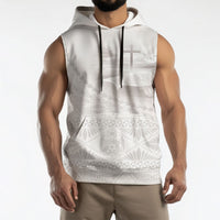 Tonga White Sunday Fakame Sleeveless Hoodie Tokelaufeletoa Kupesi LT7 - Polynesian Pride