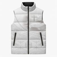 Tonga White Sunday Fakame Sleeveless Puffer Jacket Tokelaufeletoa Kupesi LT7 Unisex White - Polynesian Pride