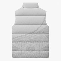 Tonga White Sunday Fakame Sleeveless Puffer Jacket Tokelaufeletoa Kupesi LT7 - Polynesian Pride