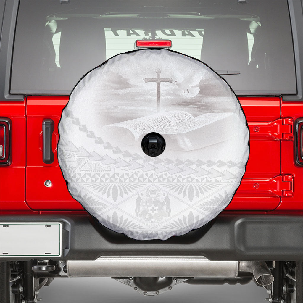 Tonga White Sunday Fakame Spare Tire Cover Tokelaufeletoa Kupesi LT7 - Polynesian Pride