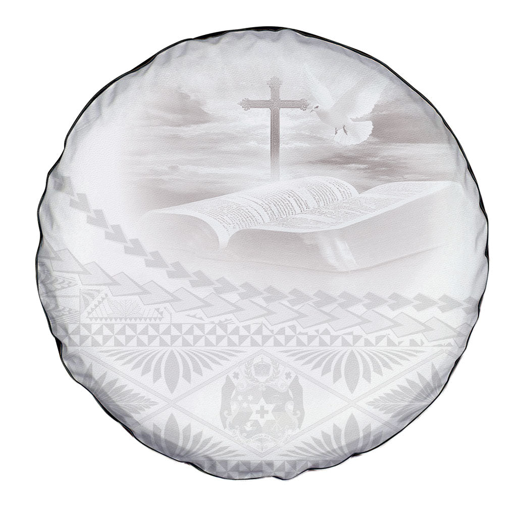 Tonga White Sunday Fakame Spare Tire Cover Tokelaufeletoa Kupesi LT7 - Polynesian Pride