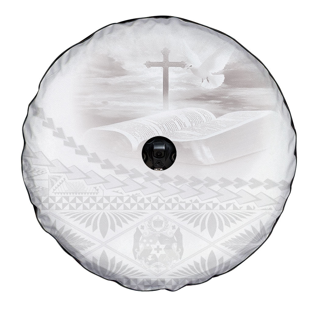Tonga White Sunday Fakame Spare Tire Cover Tokelaufeletoa Kupesi LT7 - Polynesian Pride