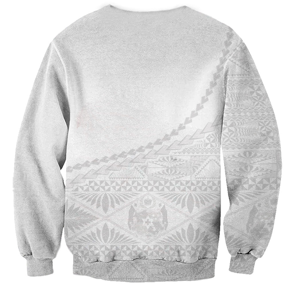 Tonga White Sunday Fakame Sweatshirt Tokelaufeletoa Kupesi LT7 - Polynesian Pride