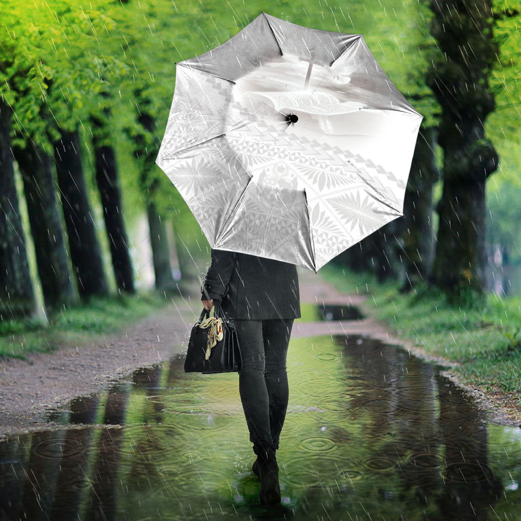 Tonga White Sunday Fakame Umbrella Tokelaufeletoa Kupesi LT7 - Polynesian Pride