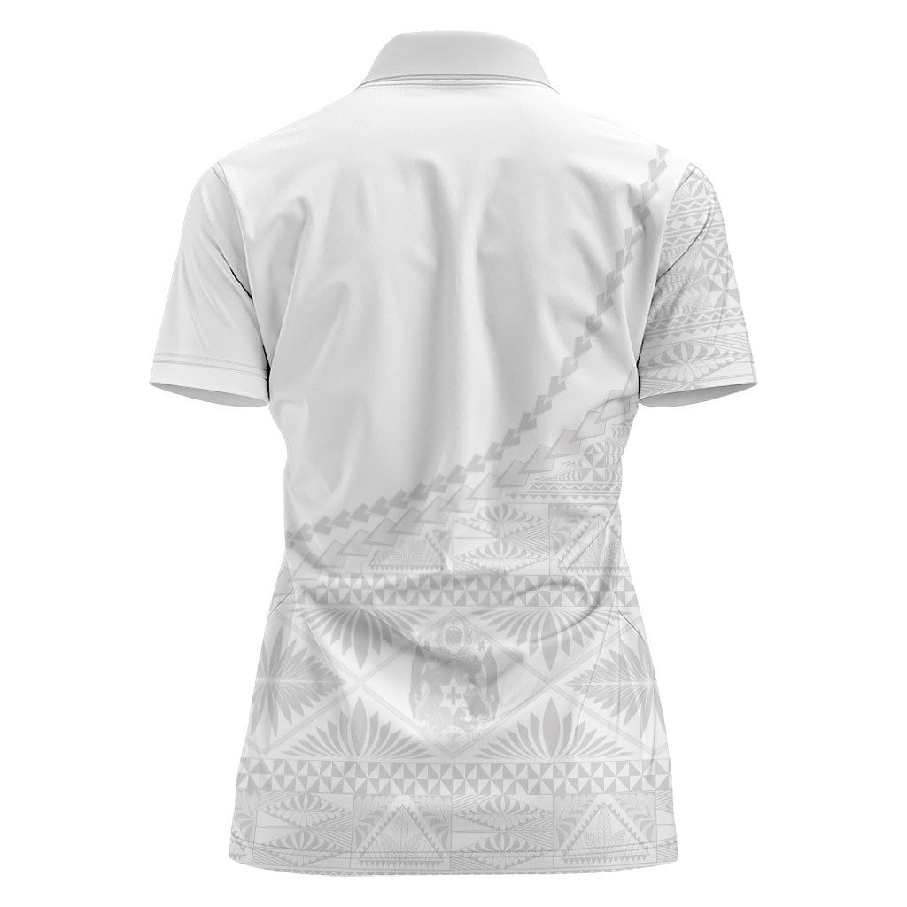 Tonga White Sunday Fakame Women Polo Shirt Tokelaufeletoa Kupesi LT7 - Polynesian Pride