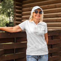 Tonga White Sunday Fakame Women Polo Shirt Tokelaufeletoa Kupesi LT7 - Polynesian Pride
