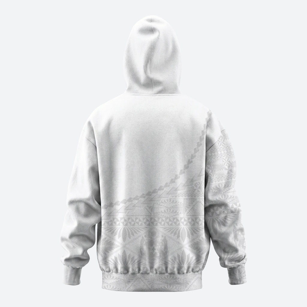 Tonga White Sunday Fakame Zip Hoodie Tokelaufeletoa Kupesi LT7 - Polynesian Pride