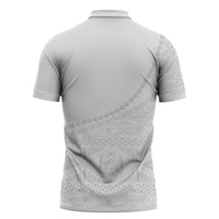 Tonga White Sunday Fakame Zipper Polo Shirt Tokelaufeletoa Kupesi LT7 - Polynesian Pride