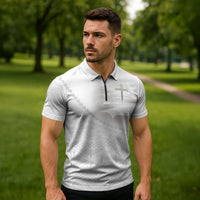 Tonga White Sunday Fakame Zipper Polo Shirt Tokelaufeletoa Kupesi LT7 - Polynesian Pride