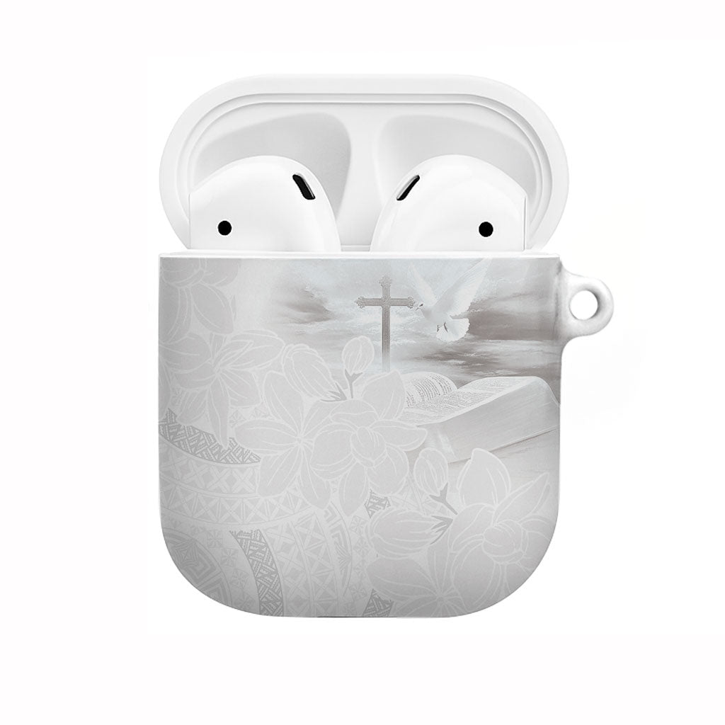 Niue White Sunday Tapu Fanau AirPods Case Fiti Pua Mix Hiapo Tapa LT7 White - Polynesian Pride