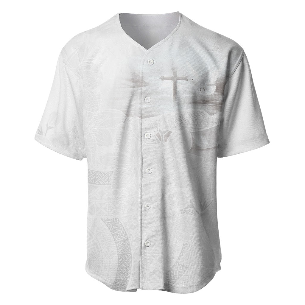 Niue White Sunday Tapu Fanau Baseball Jersey Fiti Pua Mix Hiapo Tapa LT7 White - Polynesian Pride