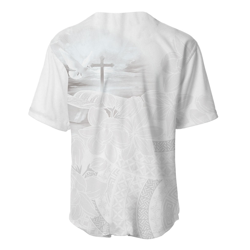 Niue White Sunday Tapu Fanau Baseball Jersey Fiti Pua Mix Hiapo Tapa LT7 - Polynesian Pride