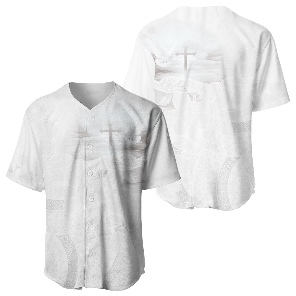Niue White Sunday Tapu Fanau Baseball Jersey Fiti Pua Mix Hiapo Tapa LT7 - Polynesian Pride