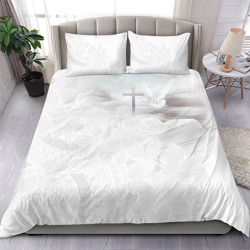 Niue White Sunday Tapu Fanau Bedding Set Fiti Pua Mix Hiapo Tapa LT7 - Polynesian Pride