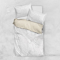 Niue White Sunday Tapu Fanau Bedding Set Fiti Pua Mix Hiapo Tapa LT7 US Twin 172cm x 218cm White - Polynesian Pride