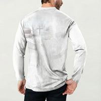 Niue White Sunday Tapu Fanau Button Sweatshirt Fiti Pua Mix Hiapo Tapa LT7 - Polynesian Pride