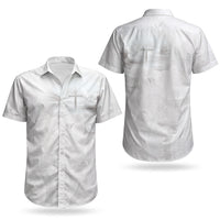 Niue White Sunday Tapu Fanau Couples Matching Off Shoulder Short Dress and Hawaiian Shirt Fiti Pua Mix Hiapo Tapa