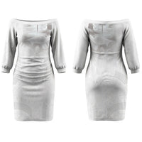Niue White Sunday Tapu Fanau Couples Matching Off The Shoulder Long Sleeve Dress and Long Sleeve Button Shirt Fiti Pua Mix Hiapo Tapa LT7 - Polynesian Pride