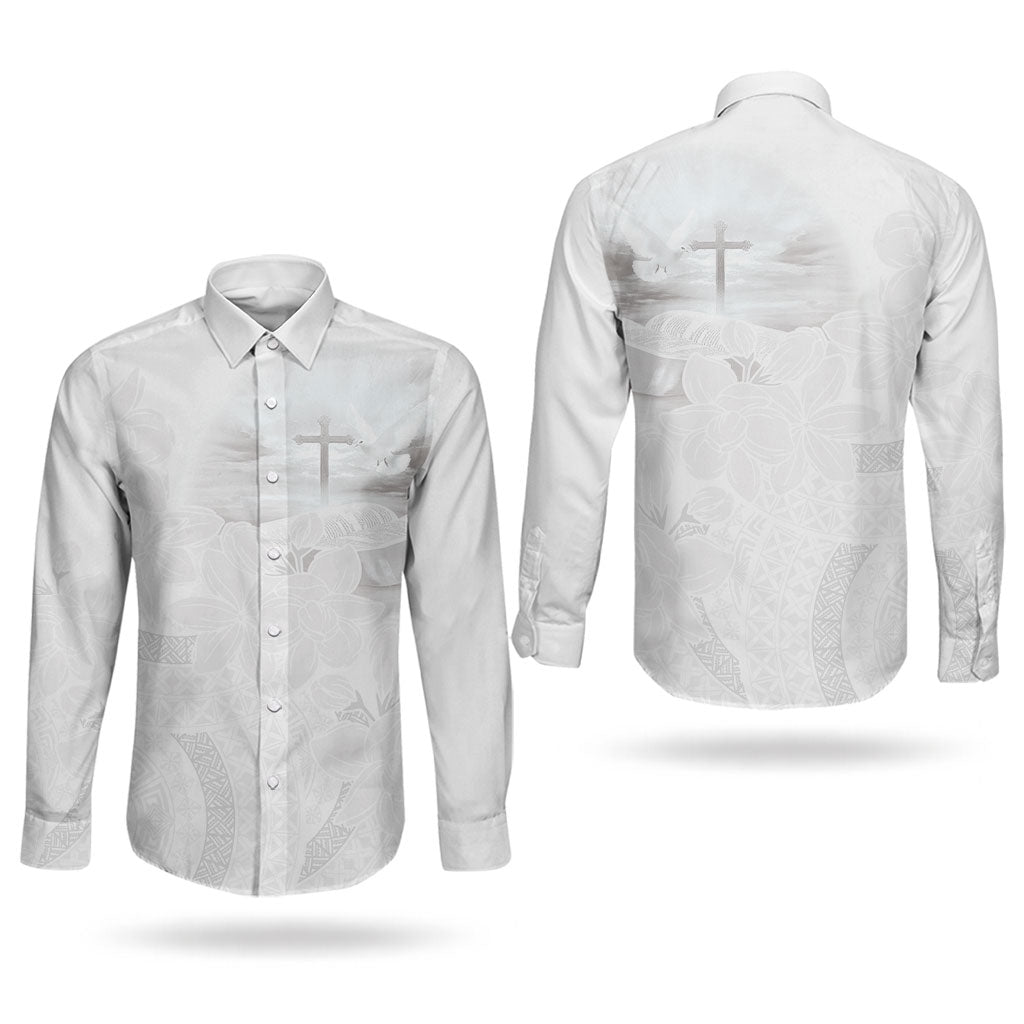 Niue White Sunday Tapu Fanau Couples Matching Short Sleeve Bodycon Dress and Long Sleeve Button Shirt Fiti Pua Mix Hiapo Tapa LT7 - Polynesian Pride