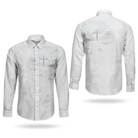 Niue White Sunday Tapu Fanau Couples Matching Short Sleeve Bodycon Dress and Long Sleeve Button Shirt Fiti Pua Mix Hiapo Tapa LT7 - Polynesian Pride