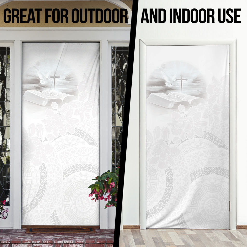 Niue White Sunday Tapu Fanau Door Cover Fiti Pua Mix Hiapo Tapa LT7 - Polynesian Pride