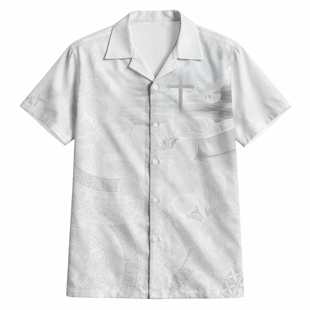 Niue White Sunday Tapu Fanau Hawaiian Shirt Fiti Pua Mix Hiapo Tapa LT7 White - Polynesian Pride
