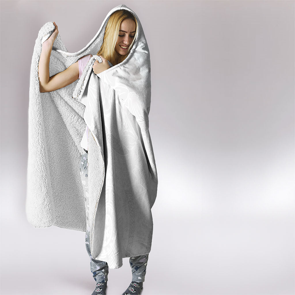 Niue White Sunday Tapu Fanau Hooded Blanket Fiti Pua Mix Hiapo Tapa LT7 - Polynesian Pride