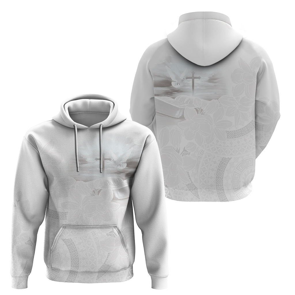 Niue White Sunday Tapu Fanau Hoodie Fiti Pua Mix Hiapo Tapa LT7 - Polynesian Pride
