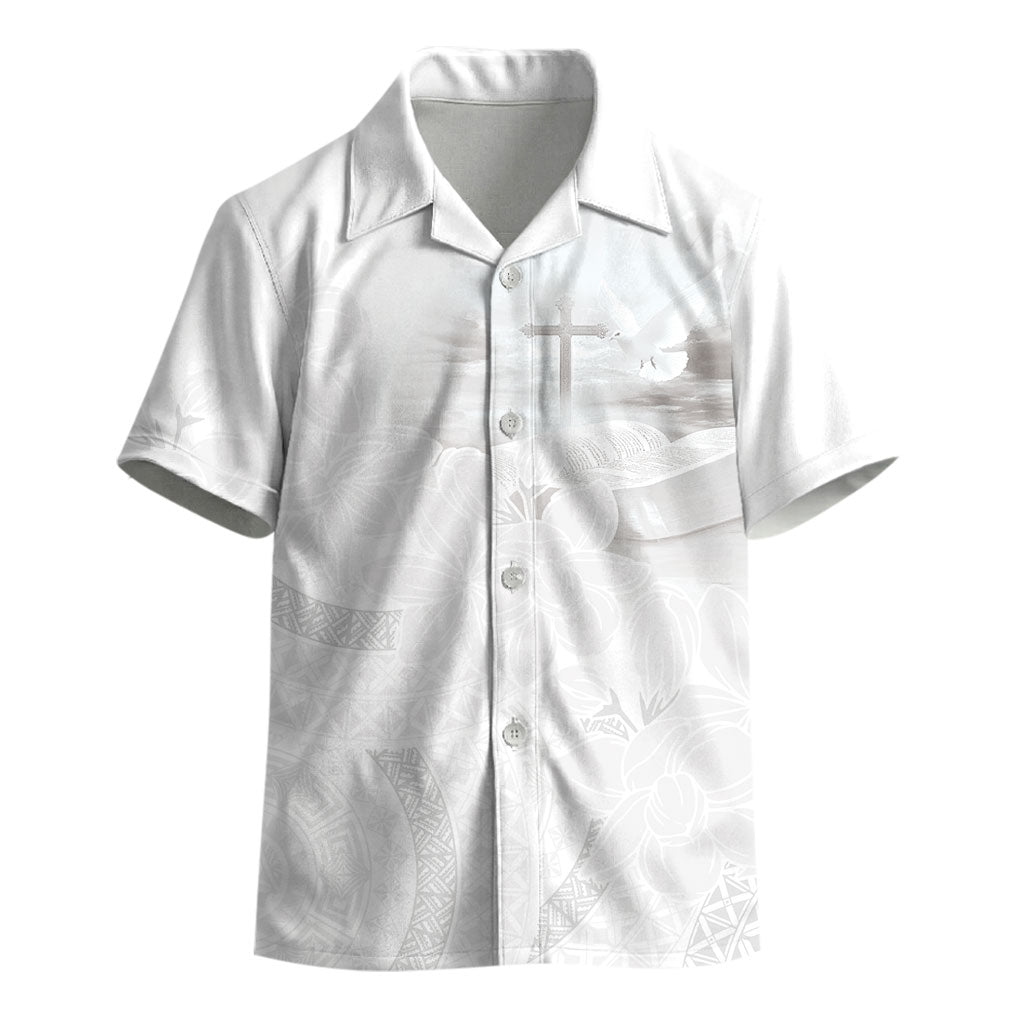 Niue White Sunday Tapu Fanau Kid Hawaiian Shirt Fiti Pua Mix Hiapo Tapa LT7 - Polynesian Pride