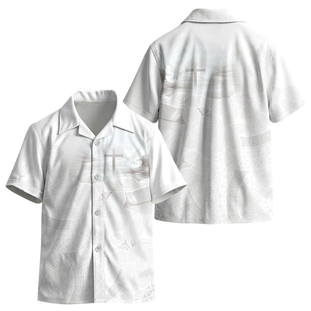 Niue White Sunday Tapu Fanau Kid Hawaiian Shirt Fiti Pua Mix Hiapo Tapa LT7 - Polynesian Pride
