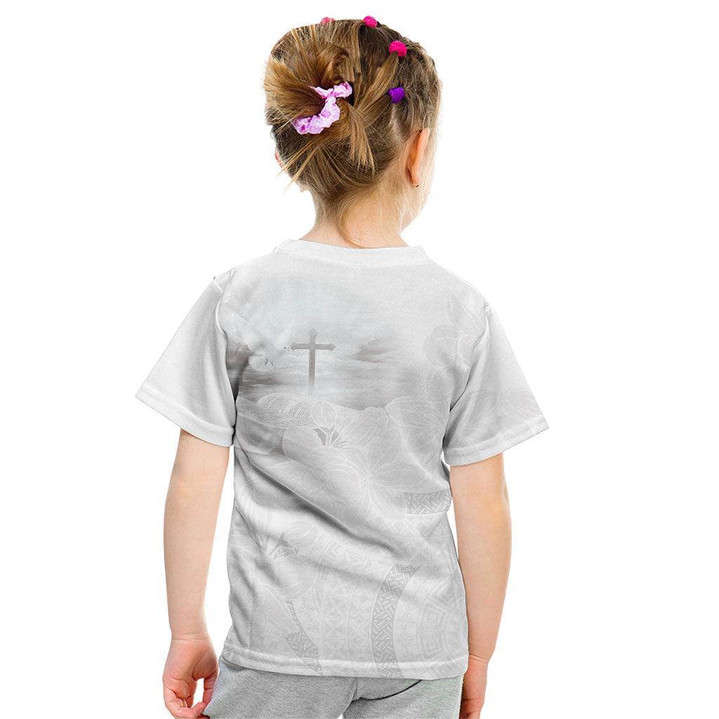 Niue White Sunday Tapu Fanau Kid T Shirt Fiti Pua Mix Hiapo Tapa LT7 - Polynesian Pride