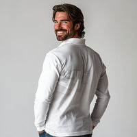 Niue White Sunday Tapu Fanau Long Sleeve Polo Shirt Fiti Pua Mix Hiapo Tapa LT7 - Polynesian Pride