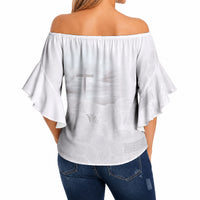 Niue White Sunday Tapu Fanau Off Shoulder Wrap Waist Top Fiti Pua Mix Hiapo Tapa LT7 - Polynesian Pride