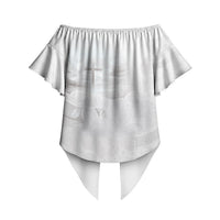 Niue White Sunday Tapu Fanau Off Shoulder Wrap Waist Top Fiti Pua Mix Hiapo Tapa LT7 - Polynesian Pride