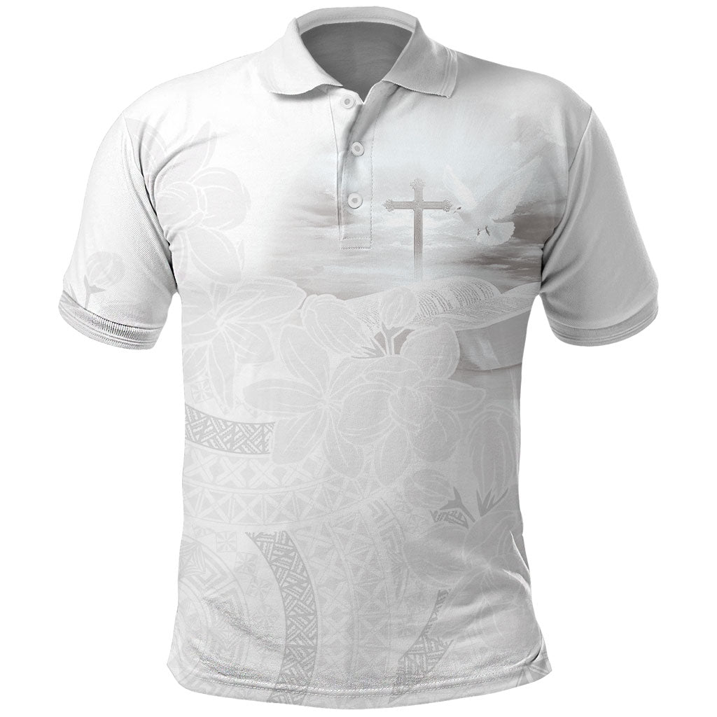 Niue White Sunday Tapu Fanau Polo Shirt Fiti Pua Mix Hiapo Tapa LT7 White - Polynesian Pride