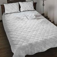 Niue White Sunday Tapu Fanau Quilt Bed Set Fiti Pua Mix Hiapo Tapa LT7 White - Polynesian Pride