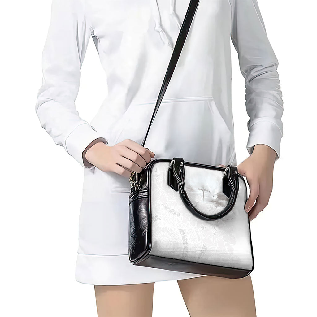 Niue White Sunday Tapu Fanau Shoulder Handbag Fiti Pua Mix Hiapo Tapa LT7 - Polynesian Pride