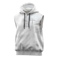 Niue White Sunday Tapu Fanau Sleeveless Hoodie Fiti Pua Mix Hiapo Tapa LT7 White - Polynesian Pride