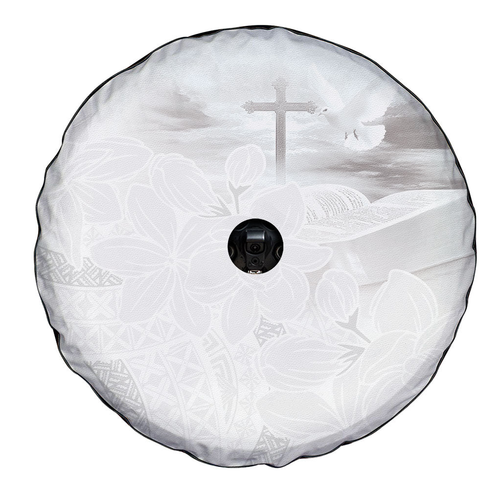 Niue White Sunday Tapu Fanau Spare Tire Cover Fiti Pua Mix Hiapo Tapa