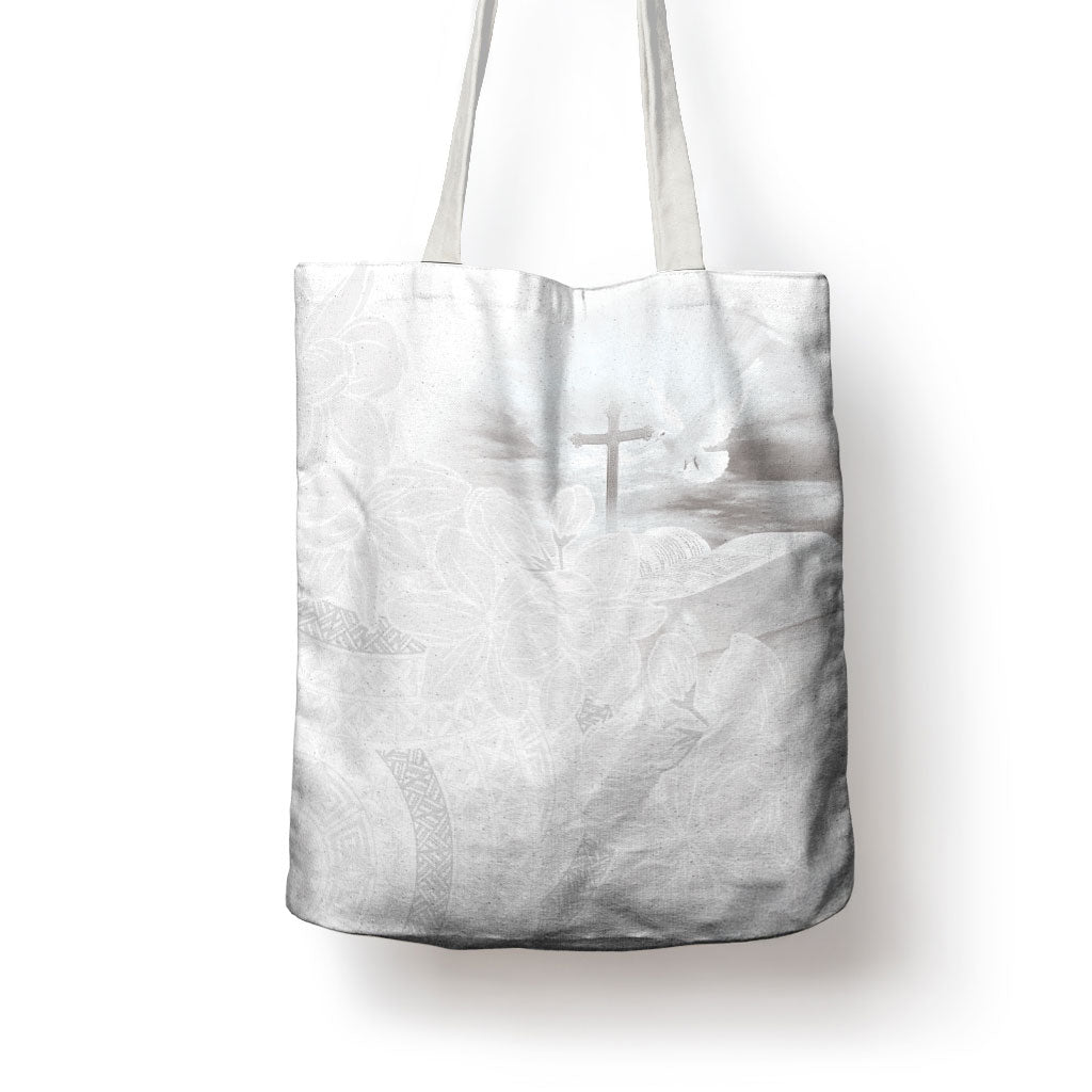 Niue White Sunday Tapu Fanau Tote Bag Fiti Pua Mix Hiapo Tapa LT7 - Polynesian Pride