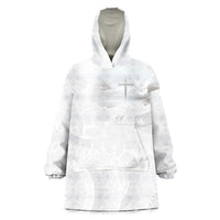 Niue White Sunday Tapu Fanau Wearable Blanket Hoodie Fiti Pua Mix Hiapo Tapa LT7 One Size White - Polynesian Pride